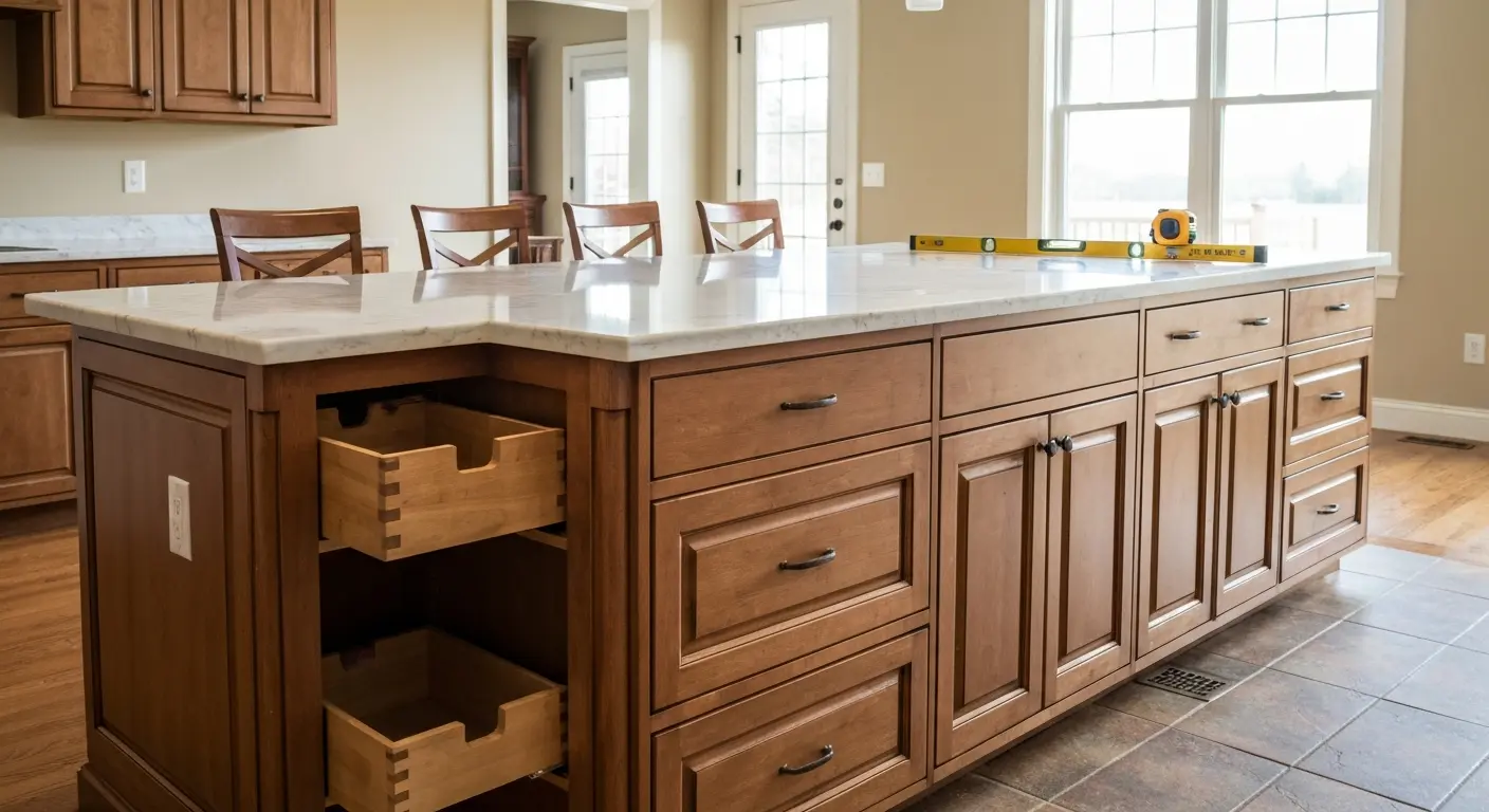 Kitchen island with custom cabinets