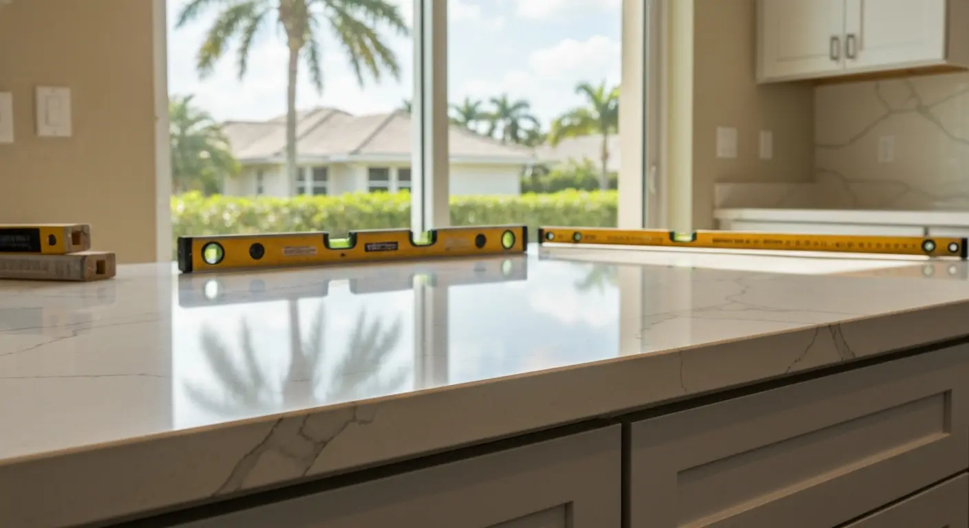 Quartz countertop installation