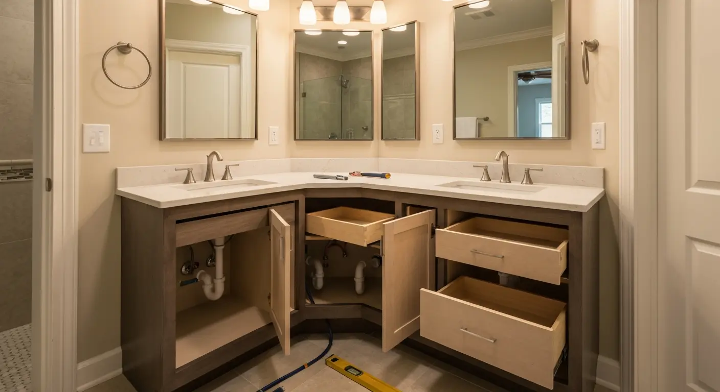 Custom bathroom vanity installation