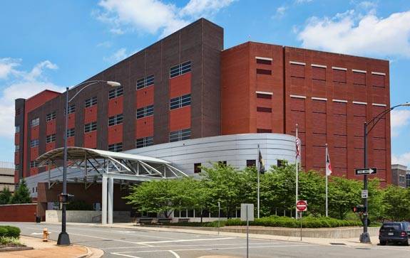 Exterior view of the Forsyth County Law Enforcement Detention Center in Winston-Salem, North Carolina