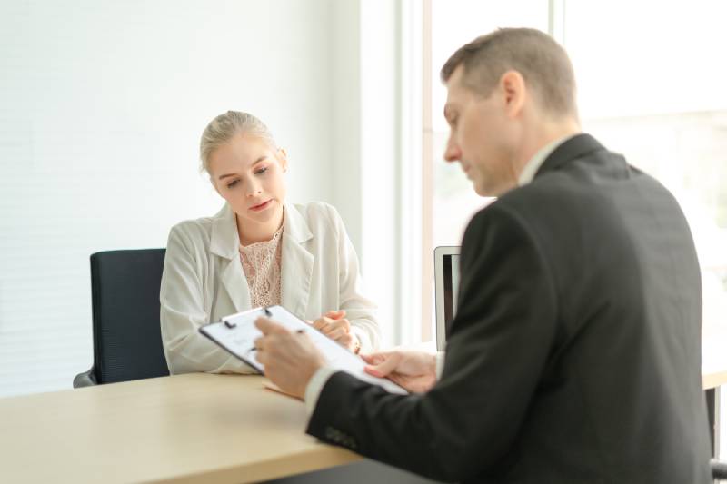 Bail bond agent helping a family understand the next step