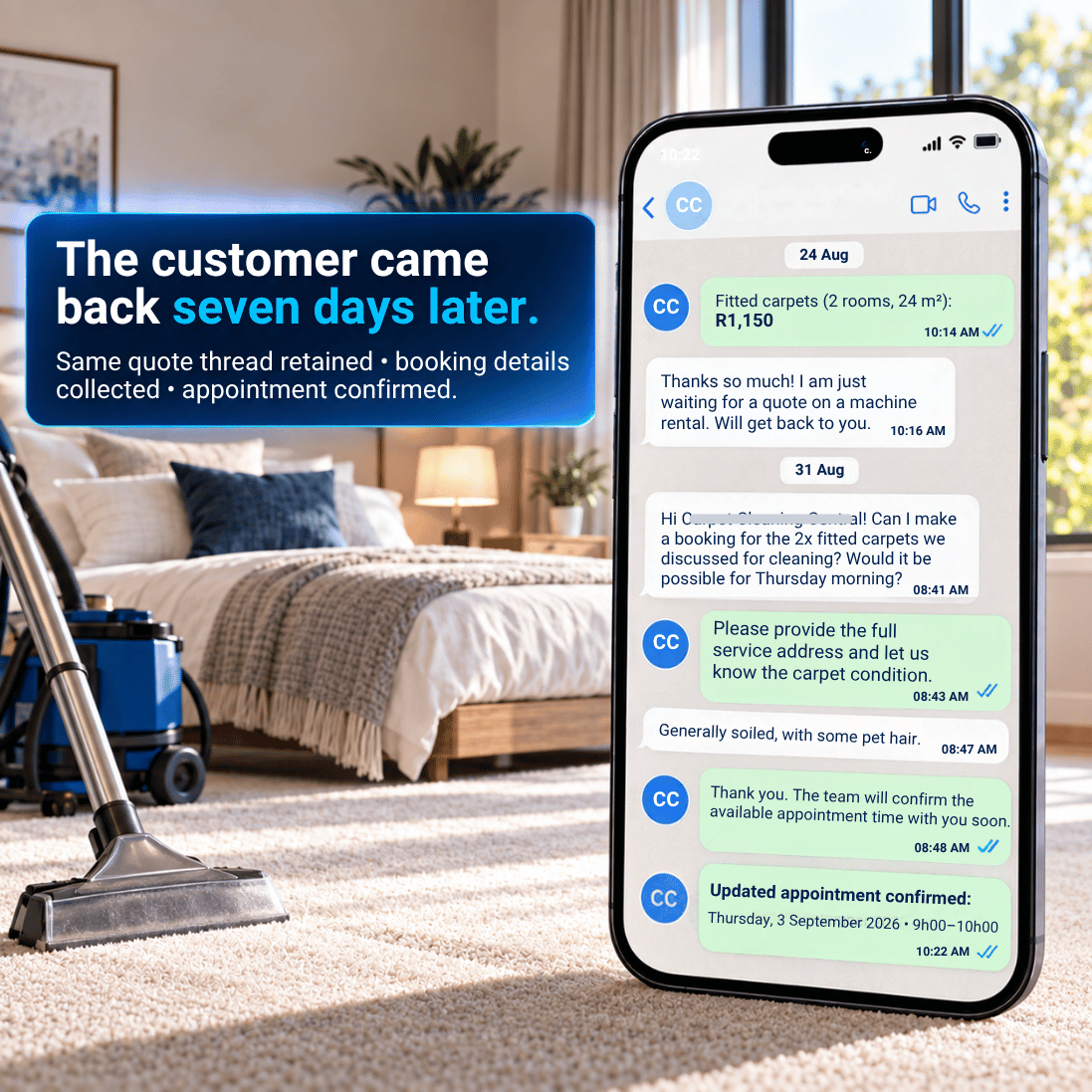 Judith case study – customer returns after seven days