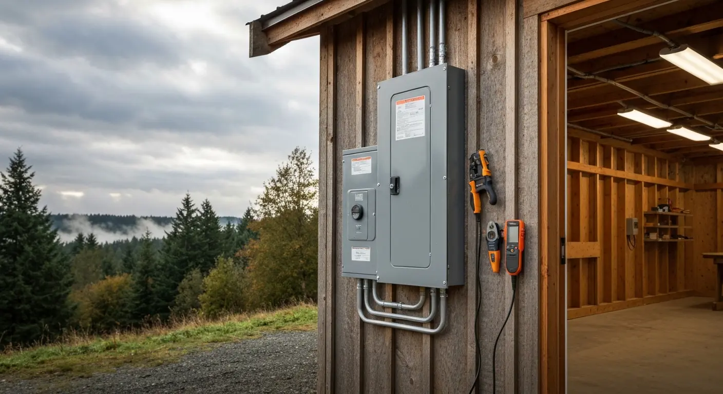 Subpanel installation for outbuilding