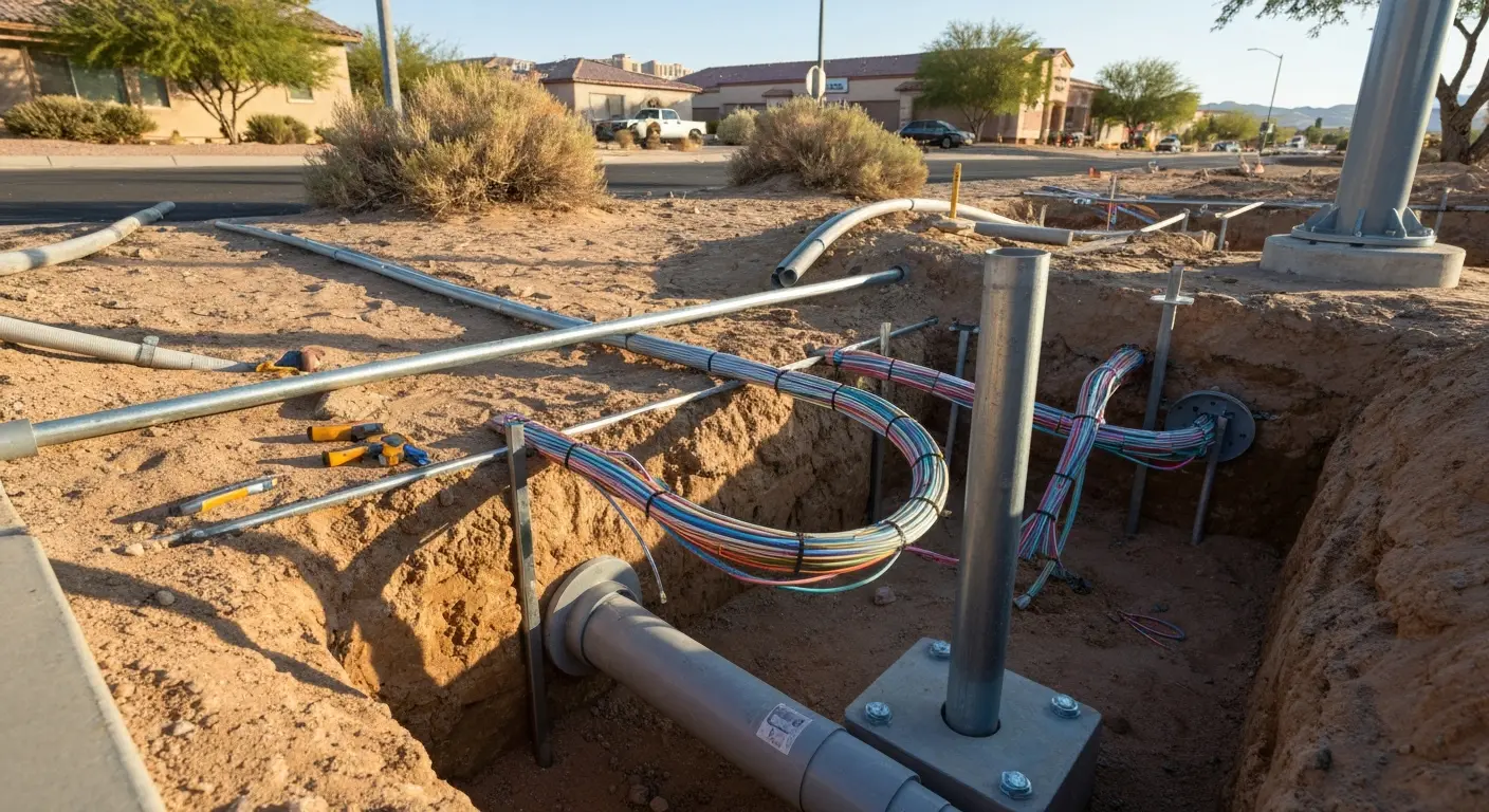 Conduit and wiring installation for traffic signal systems