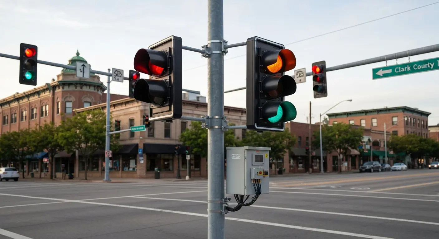 Traffic signal installation at busy Clark County intersection