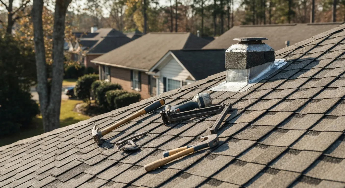 Roof repair work in DeKalb County