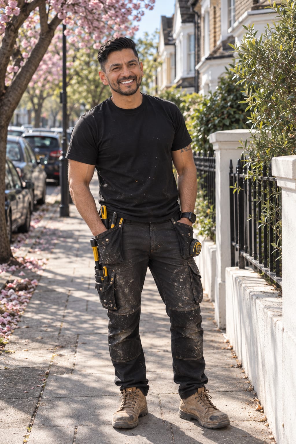 Gabriel standing outside homes in South East London