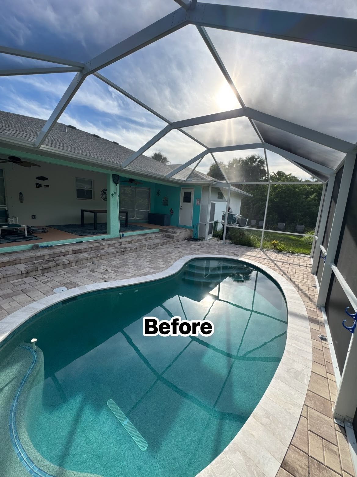 Lanai & Pool Cage Clean before cleaning