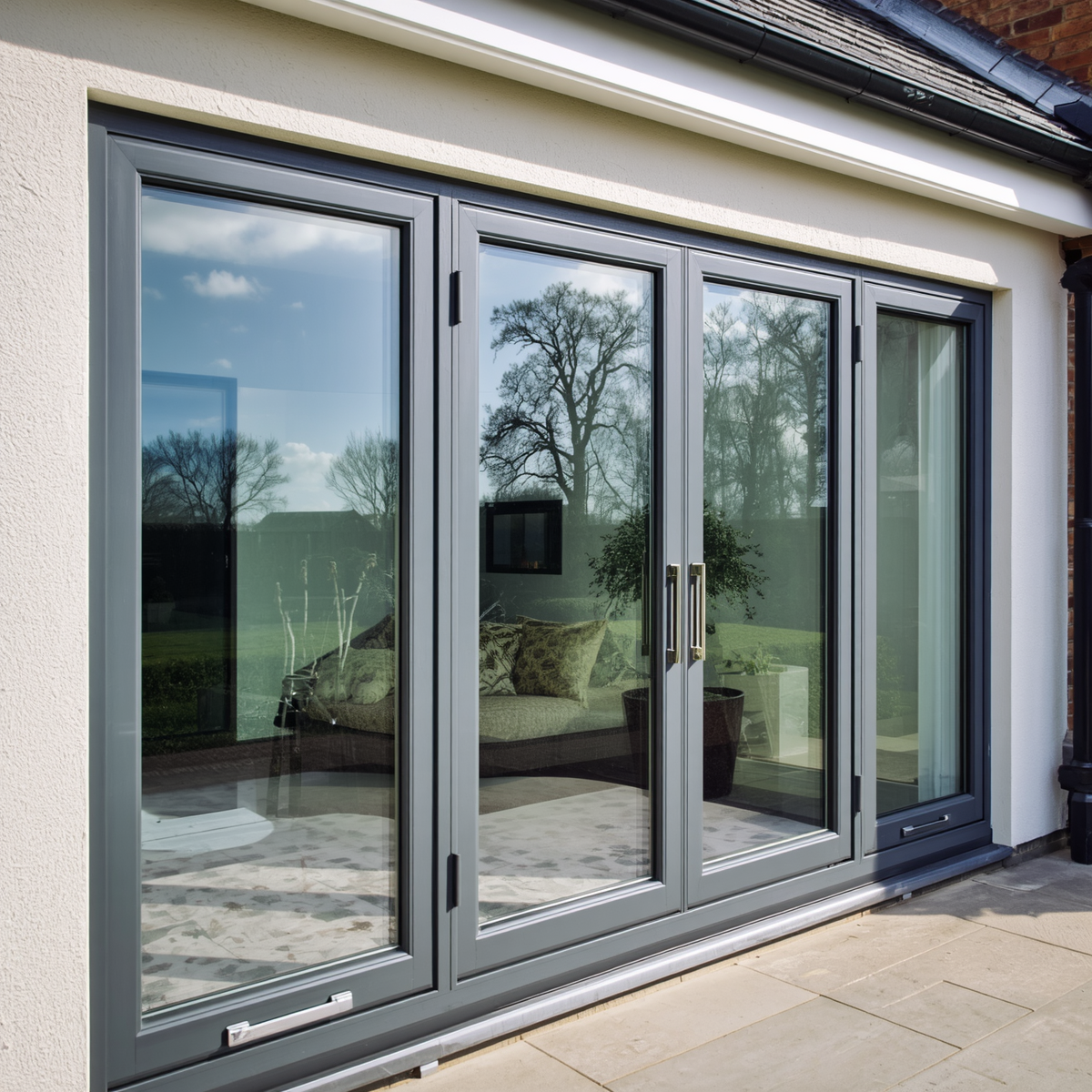 New anthracite triple-glazed bifold doors fitted to the rear of the Drogheda home