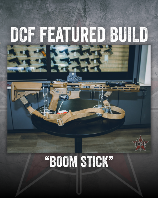 DCF Guns custom build – Boom Stick, an FDE AR-15 rifle