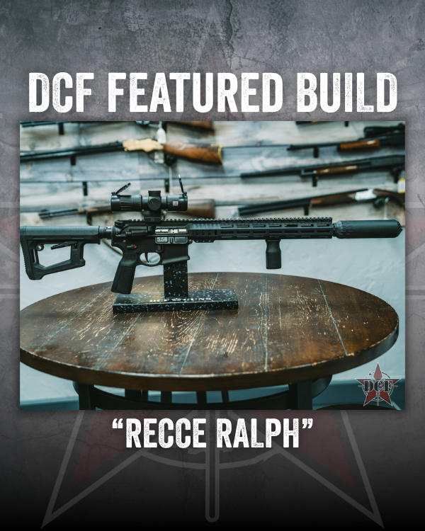 DCF Guns custom build – Recce Ralph, a black AR-15 rifle with suppressor