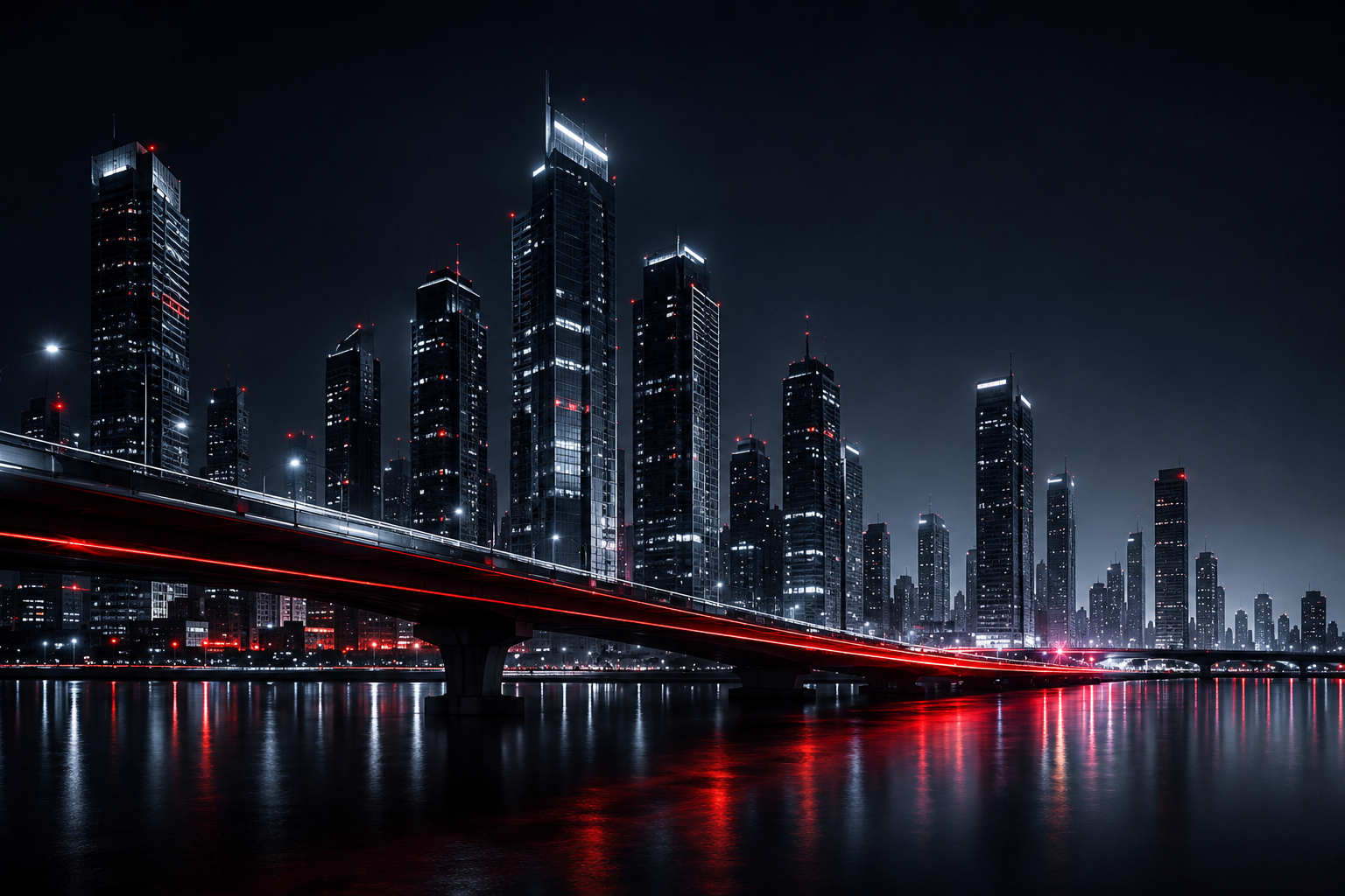Connected urban infrastructure at night