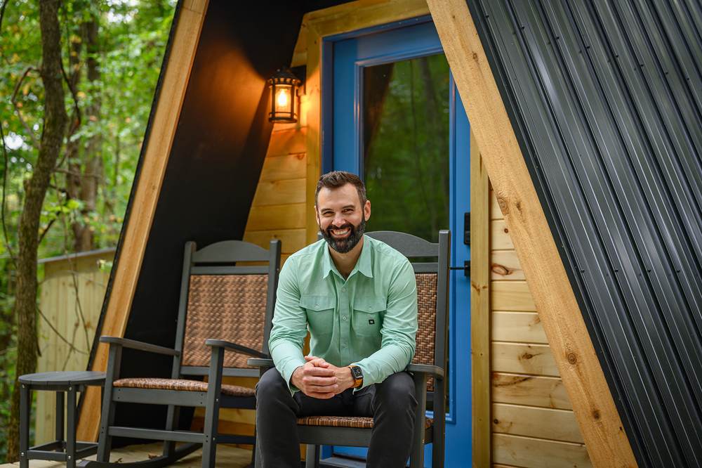 Mike Sebastian working on his short-term rental business