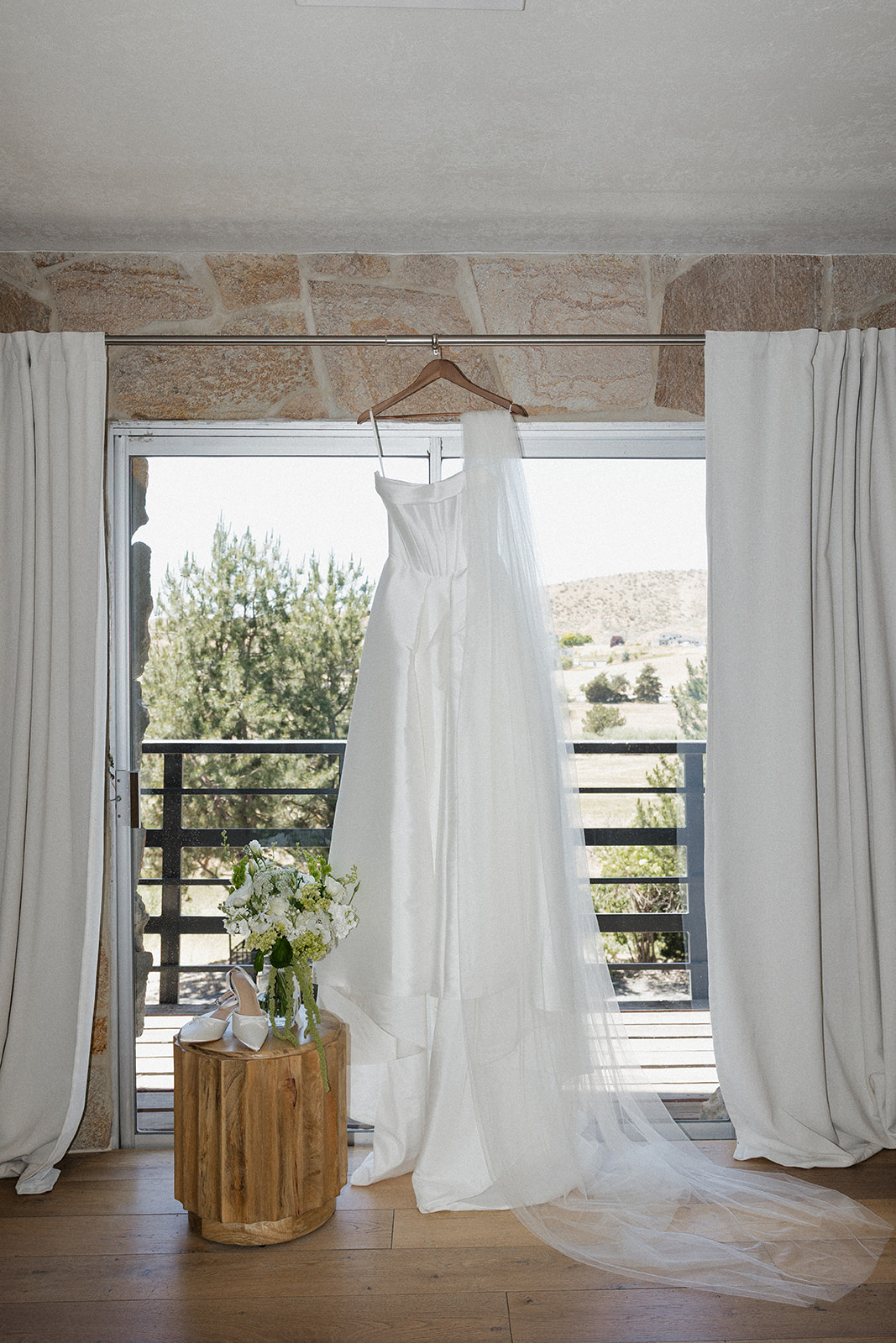 Wedding dress in bridal suite at Stone Crossing