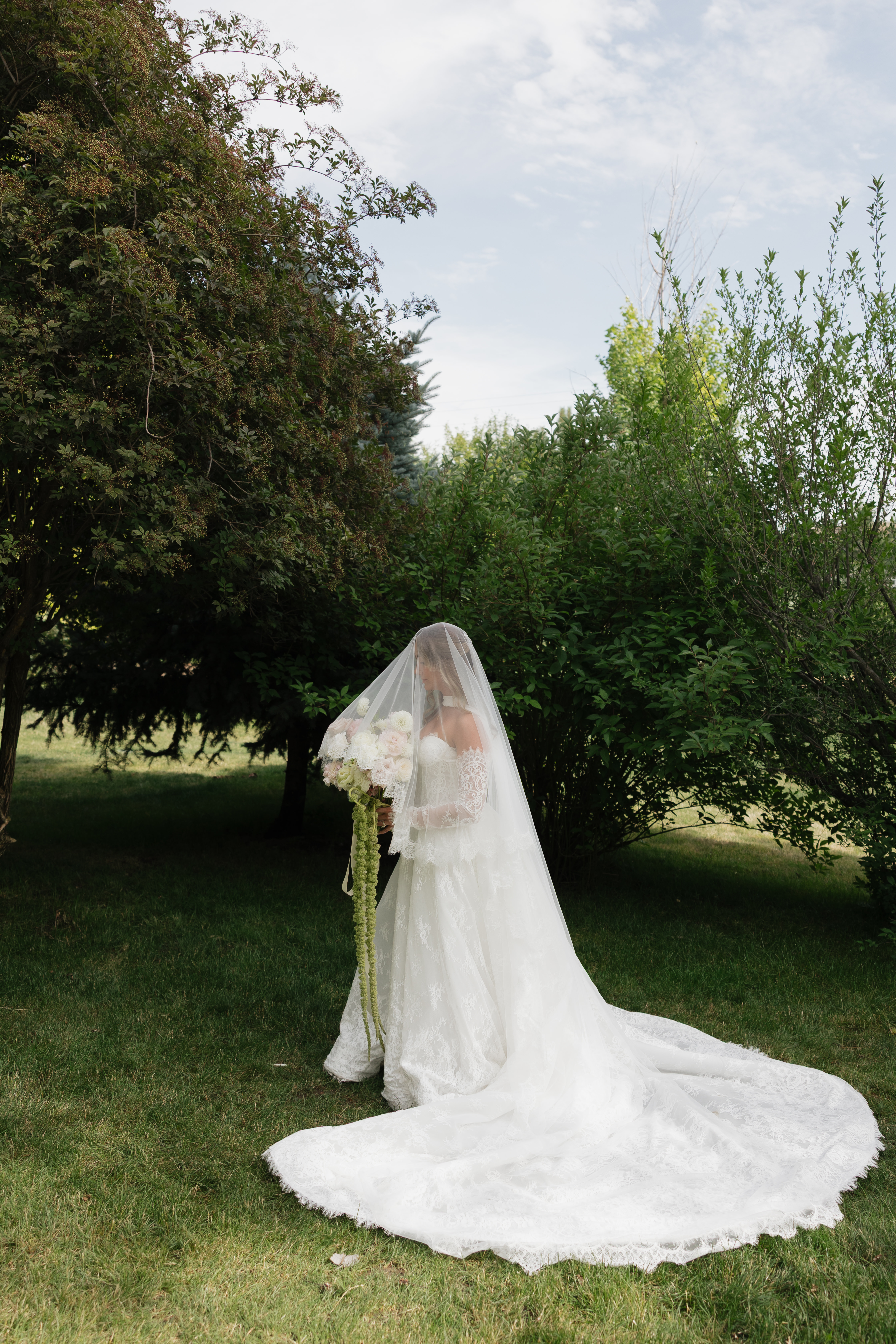 Bride portrait among the trees at Stone Crossing