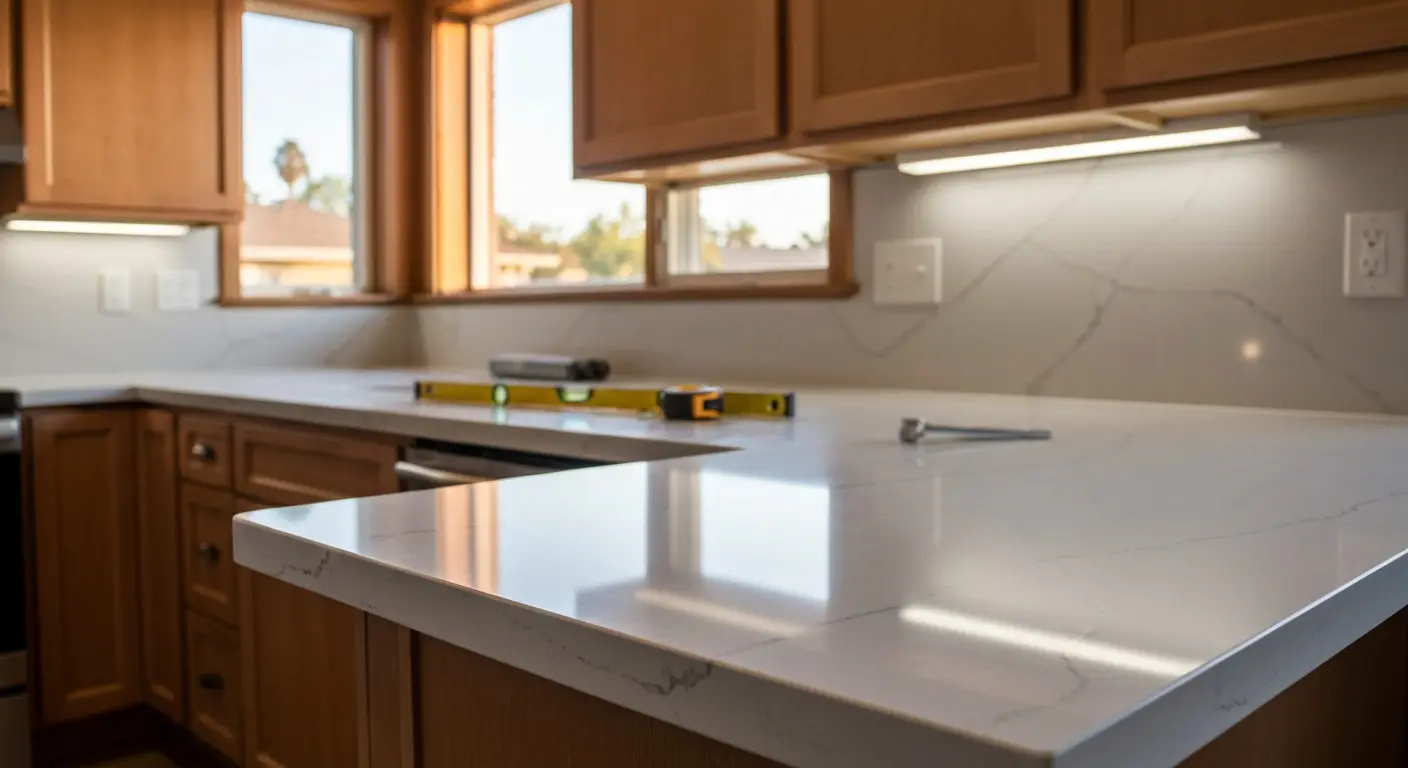Quartz countertop installation