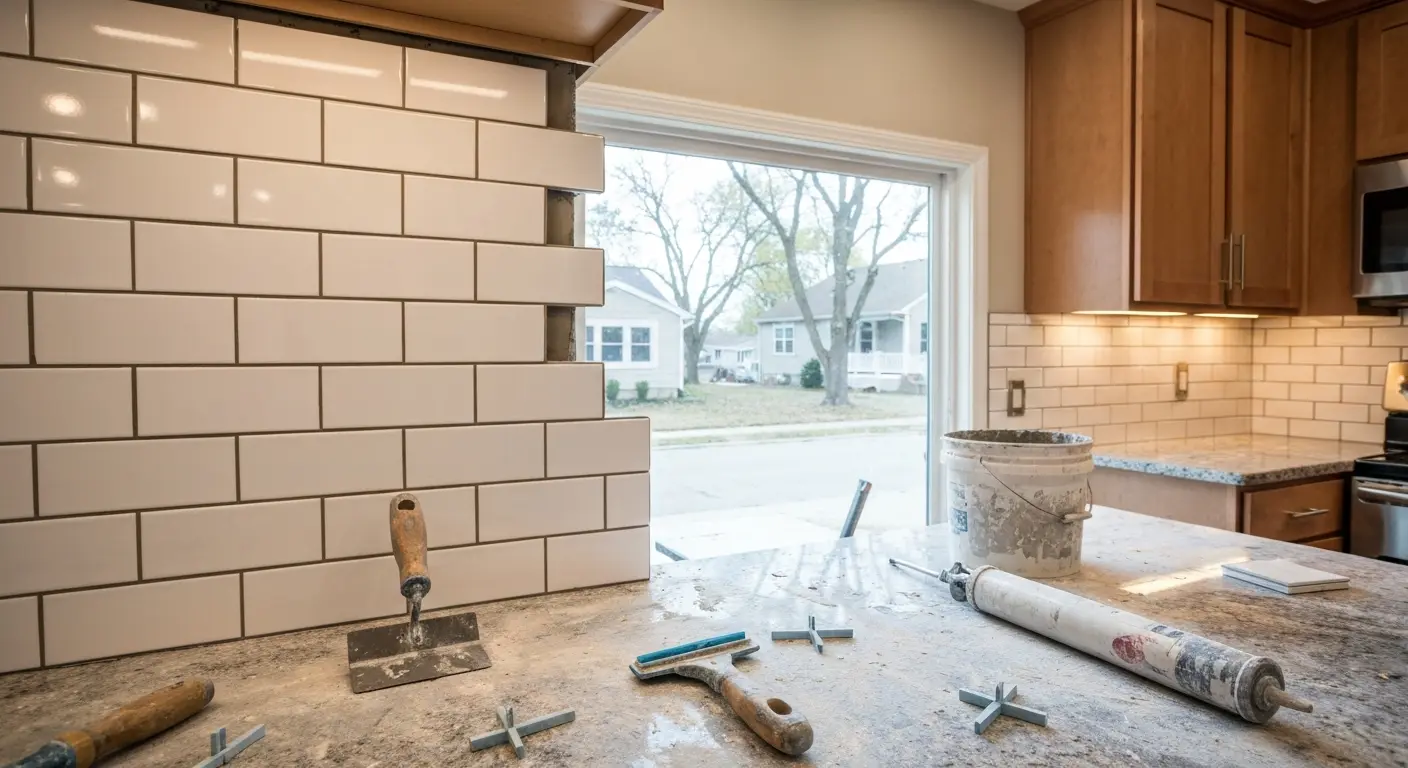 Tile backsplash installation