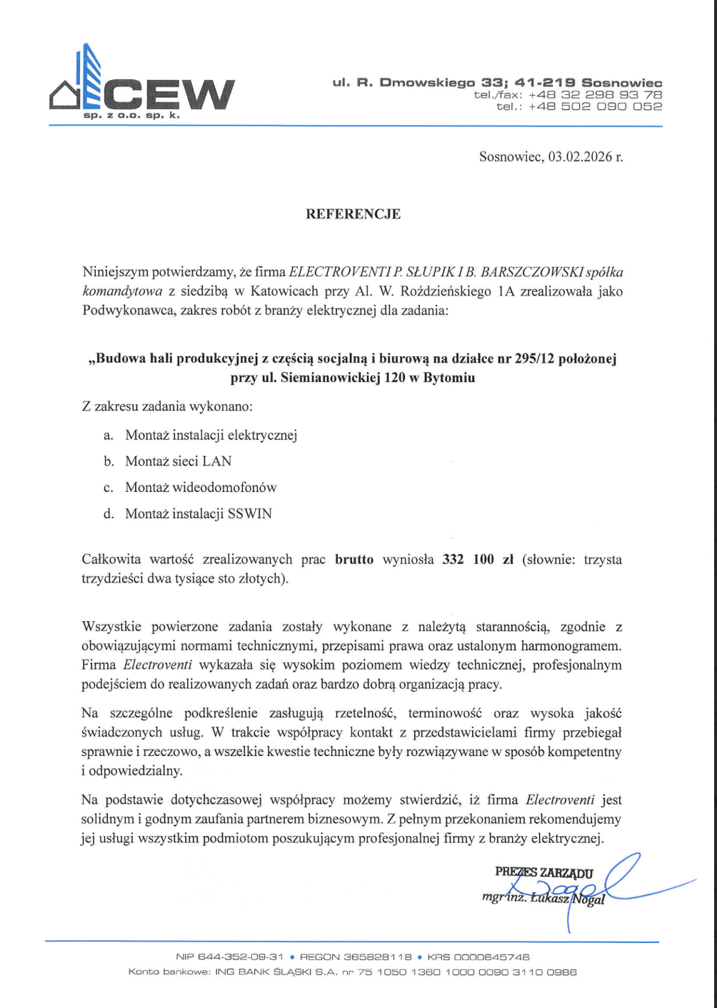 Referencja Hala produkcyjna w Bytomiu