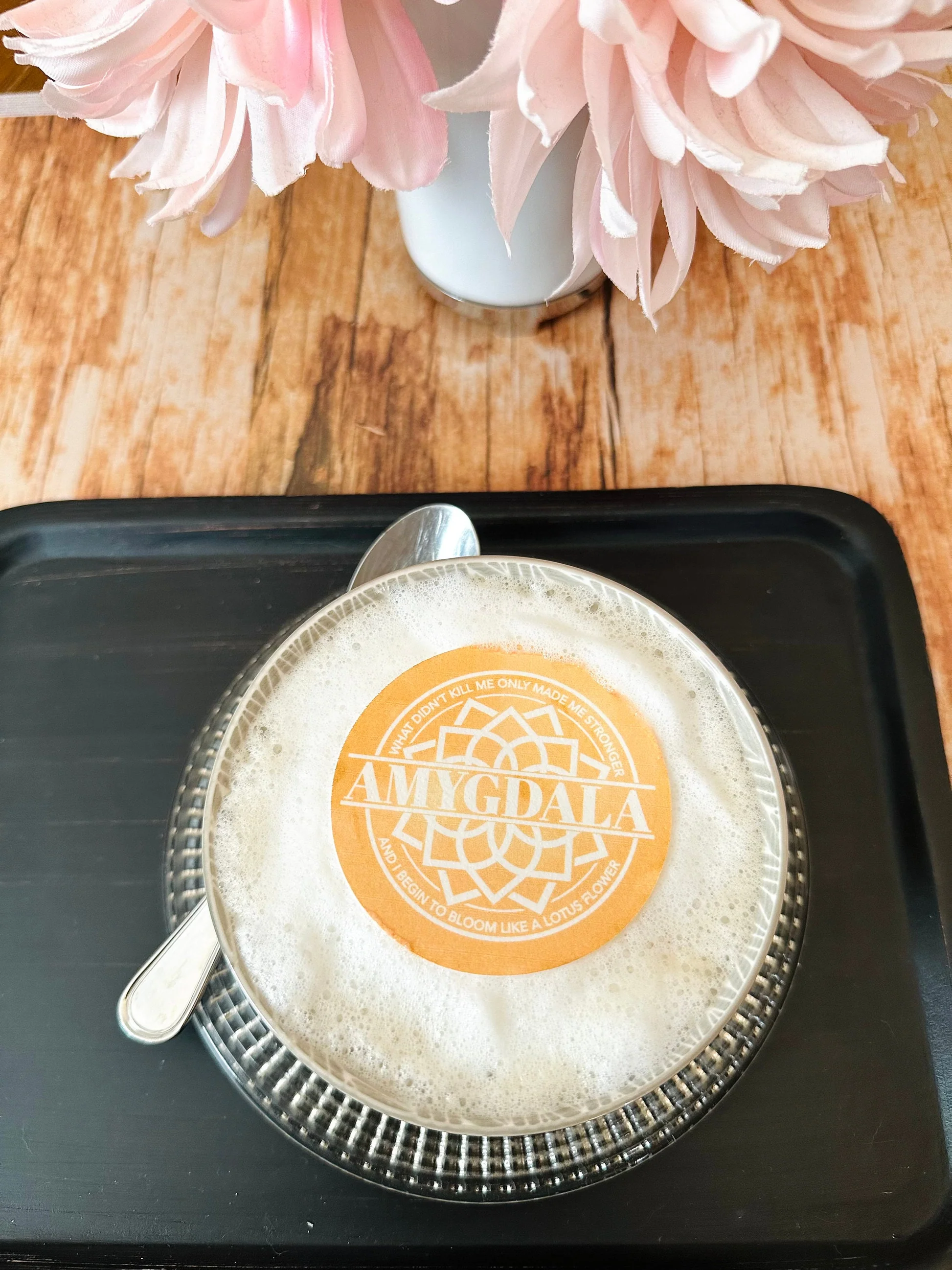 Custom edible coffee and latte toppers with logo foam art