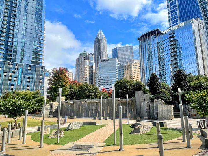 Romare Bearden Park and the Uptown Charlotte skyline