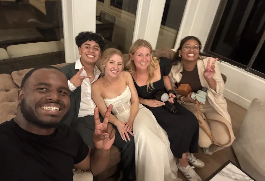 David with the wedding party after the reception
