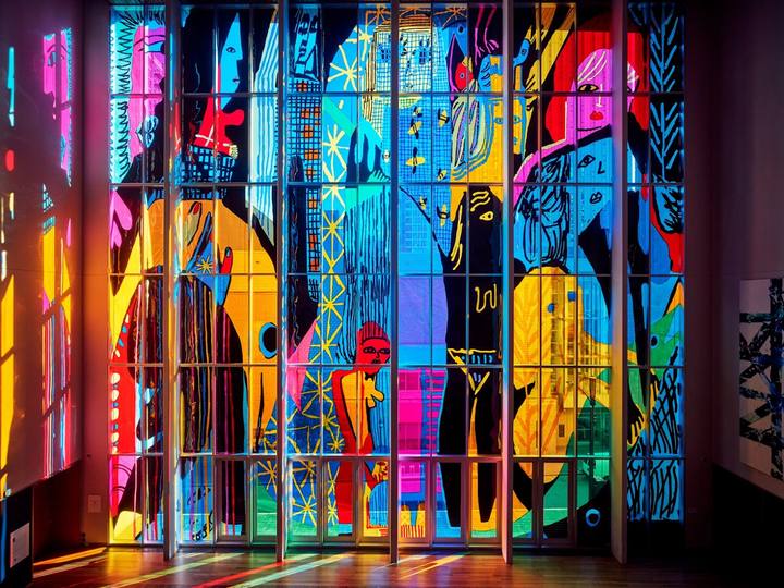 Stained glass inside the Mint Museum Uptown, Charlotte
