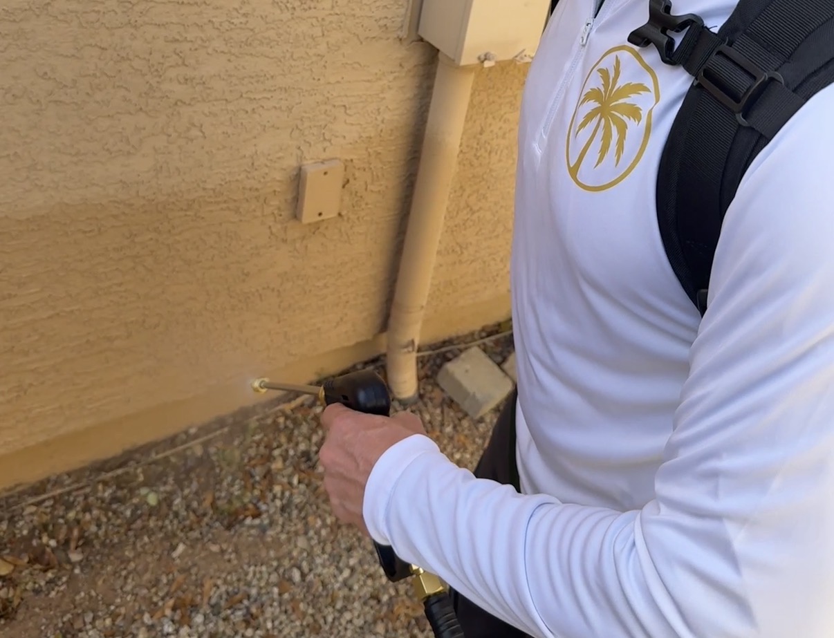 Close-up of Arizona home hidden entry points and penetrations where pests commonly enter
