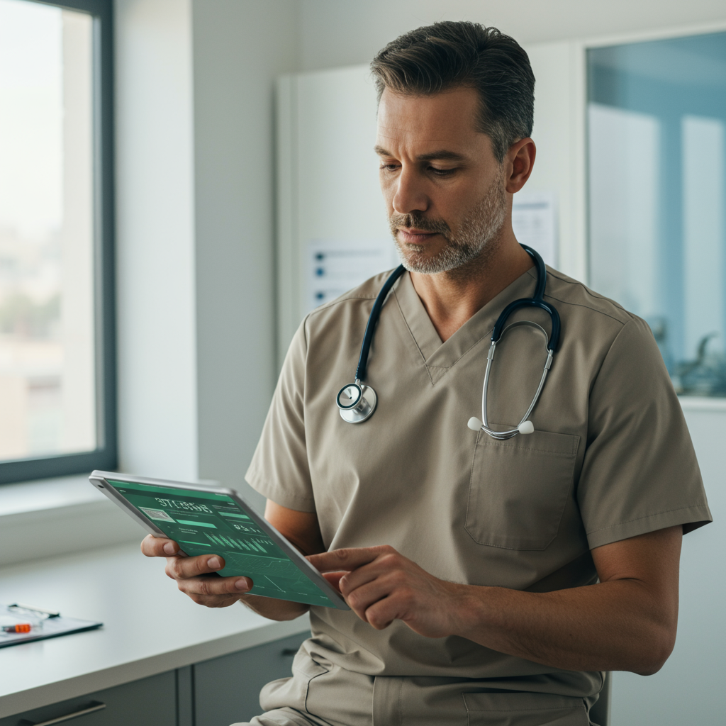 Physician reviewing GLP-1 patient lab results in Liberty Lake clinic