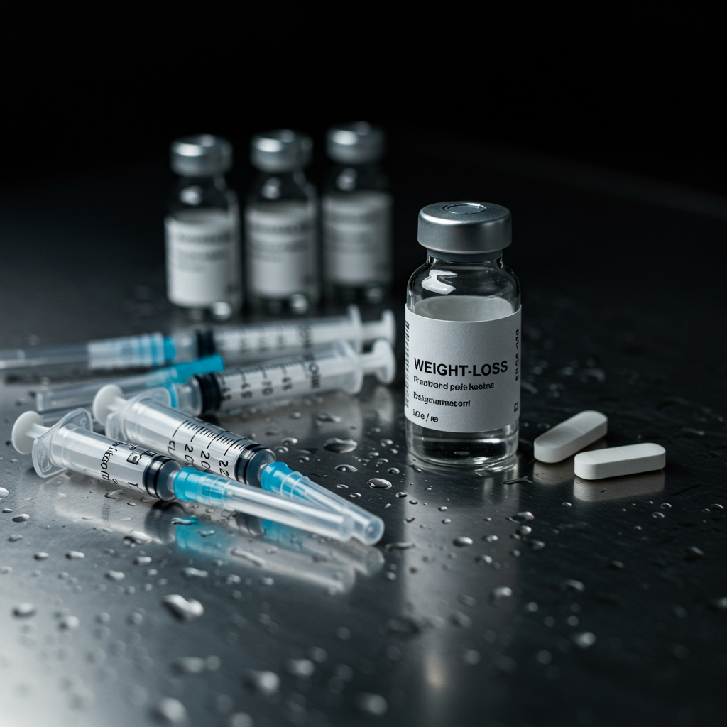 medical vial with syringes depicting medication