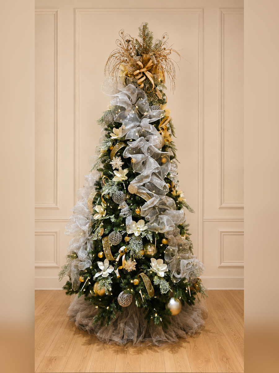 Glam holiday tree installation