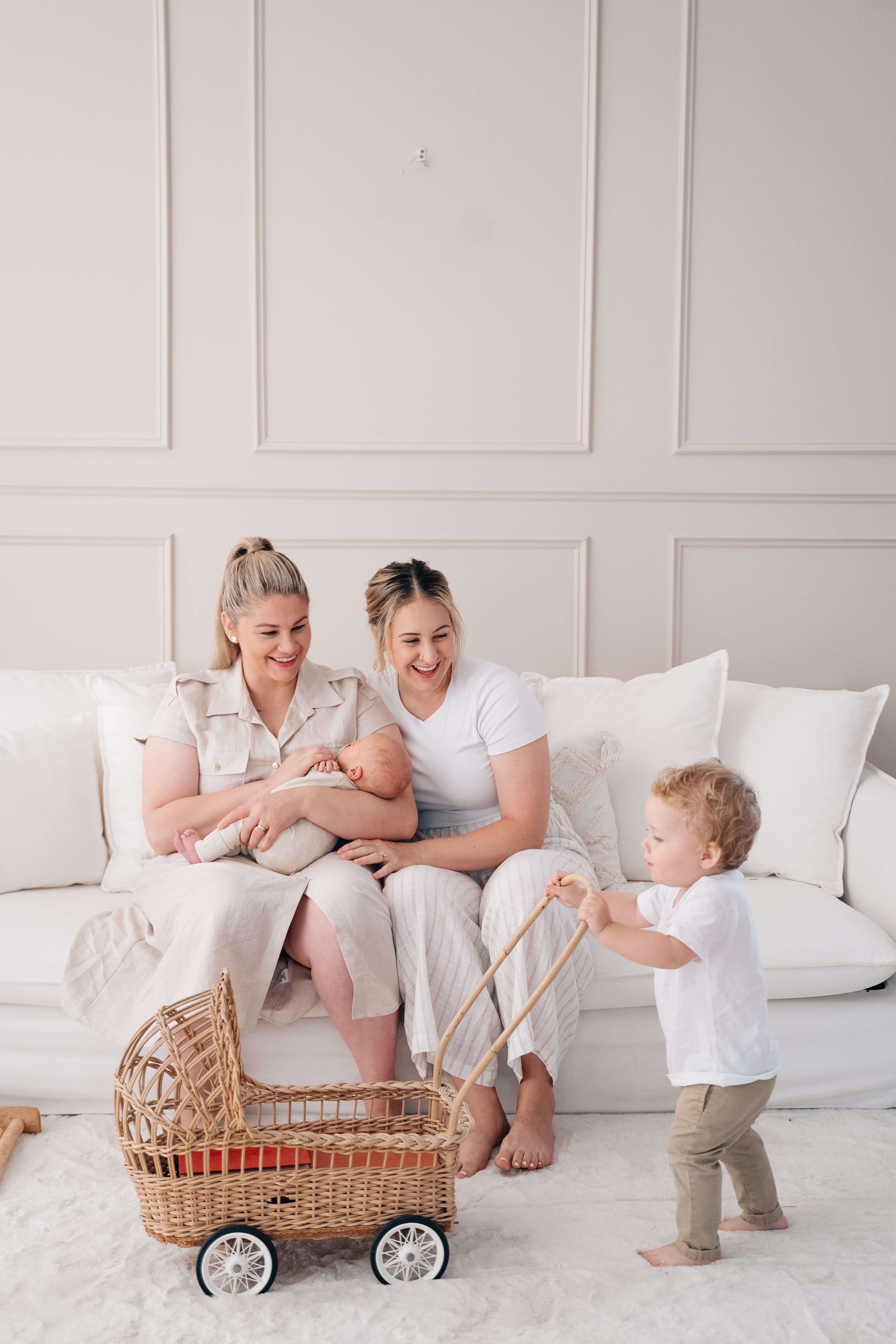 Parents snuggling with kids during an in-studio session – Adelaide newborn photography