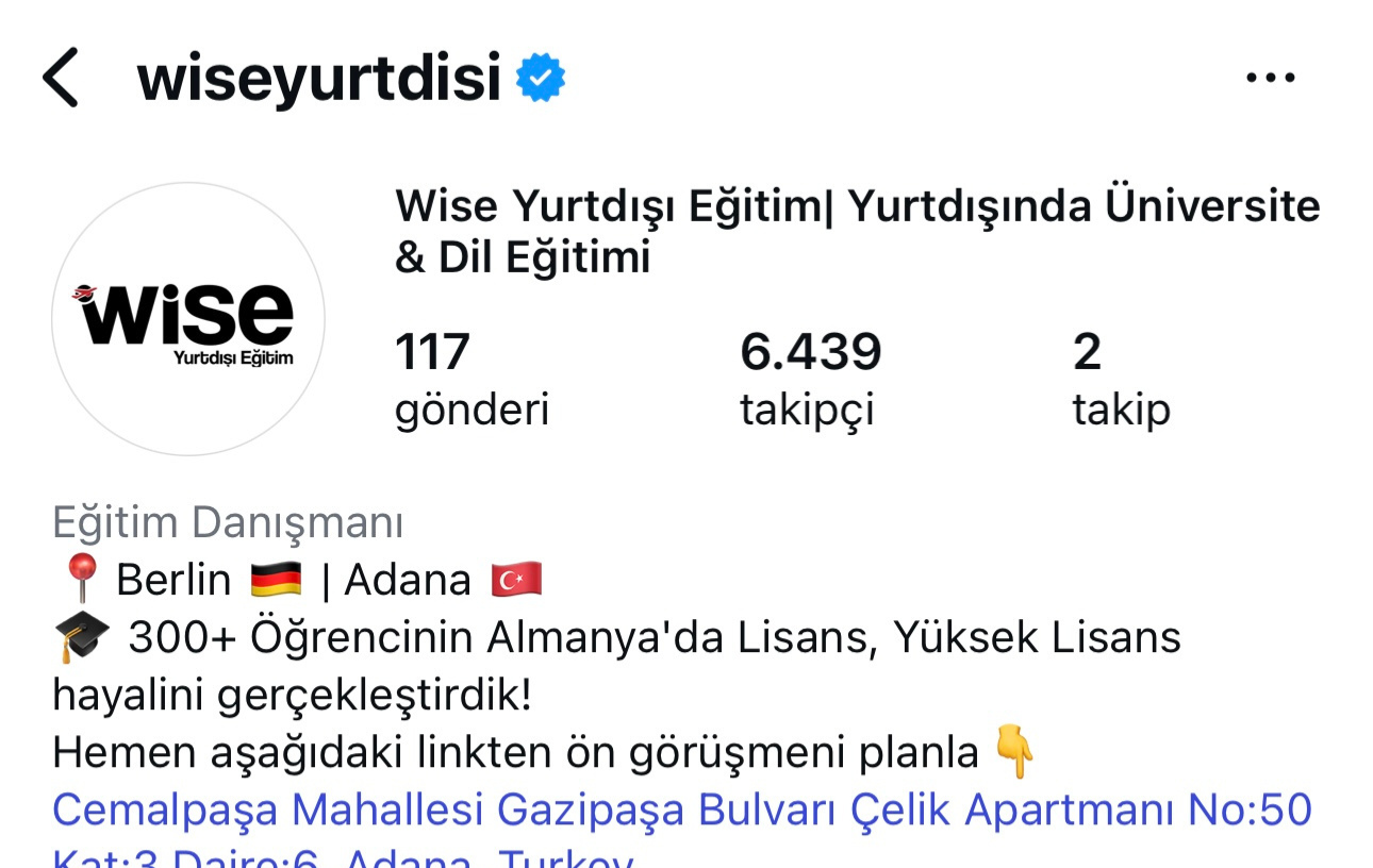 wiseyurtdisi Instagram profili