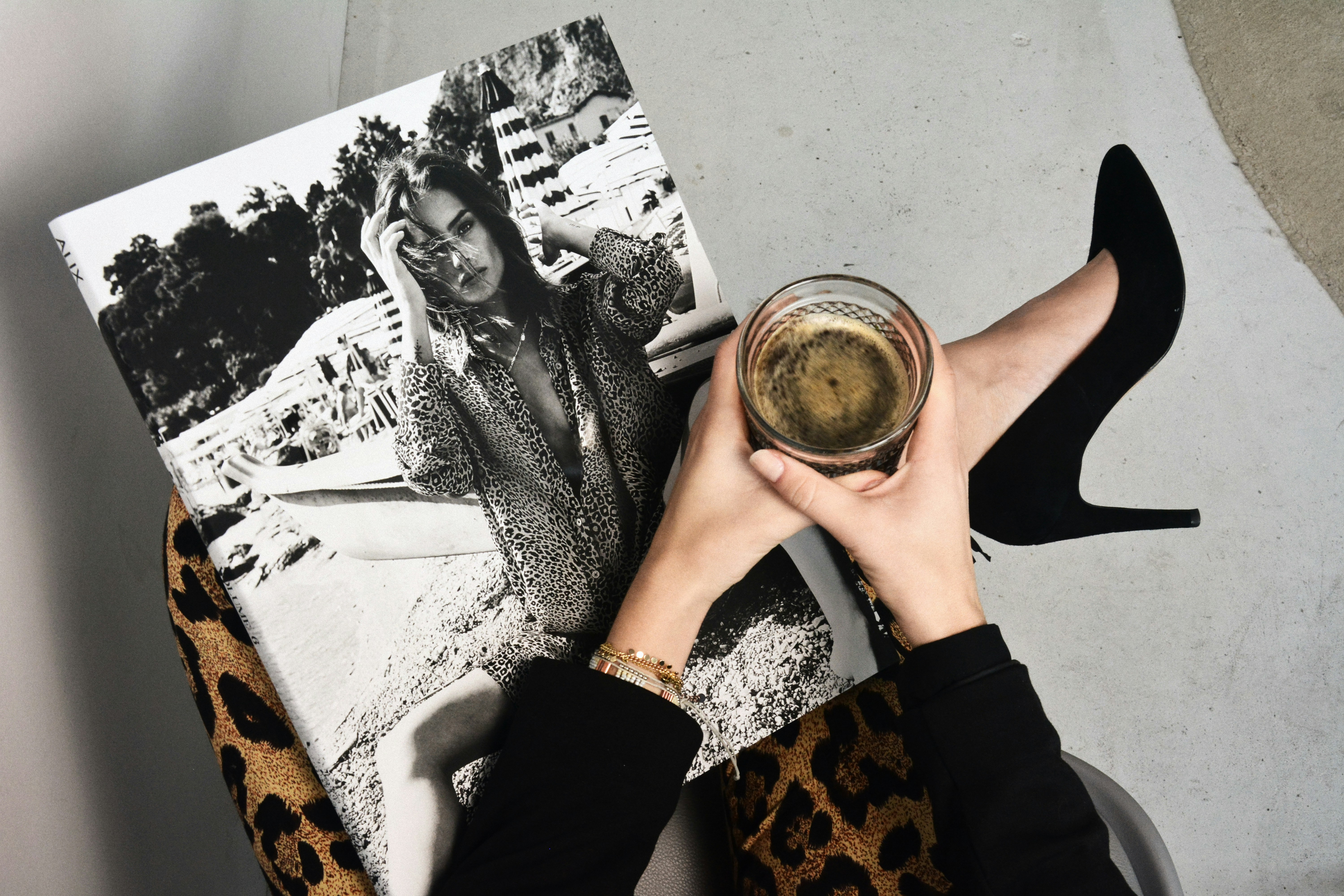 Editorial planning scene with magazine and coffee