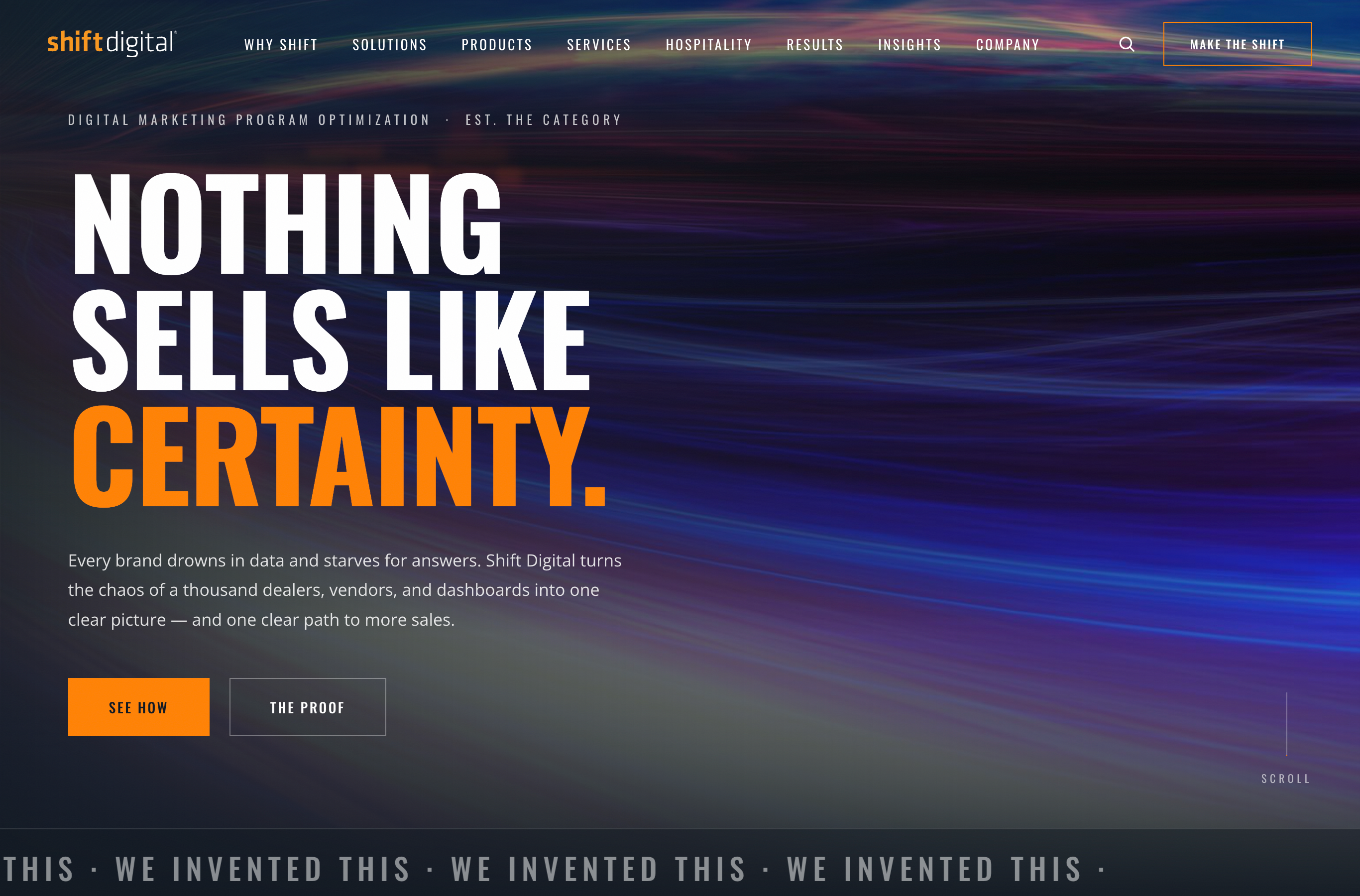 Shift Digital AI-built website: Nothing Sells Like Certainty