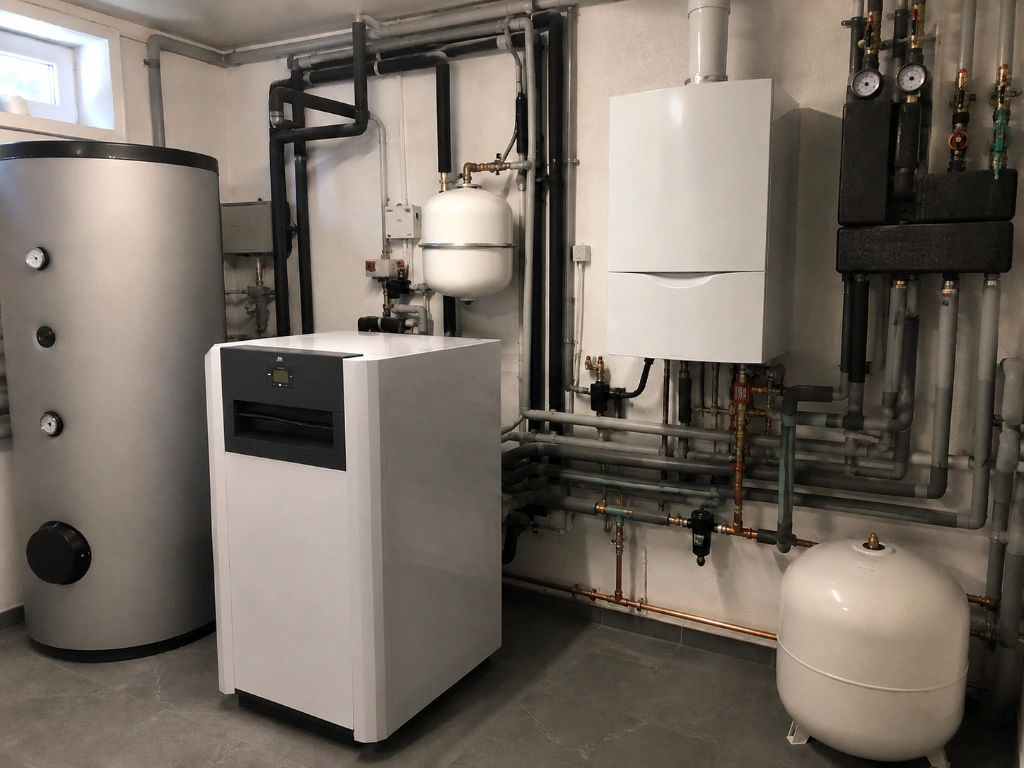 Wärmepumpe Installation im Heizraum
