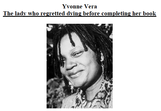 Yvonne Vera — Zimbabwean Authors and Writers legend