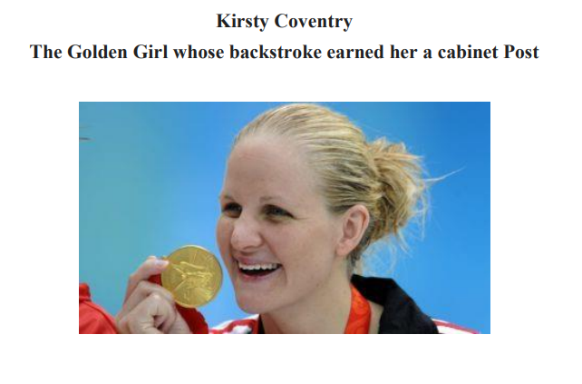 Kirsty Coventry — Zimbabwean Swimming legend