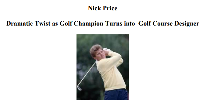 Nick Price — Zimbabwean Golf legend