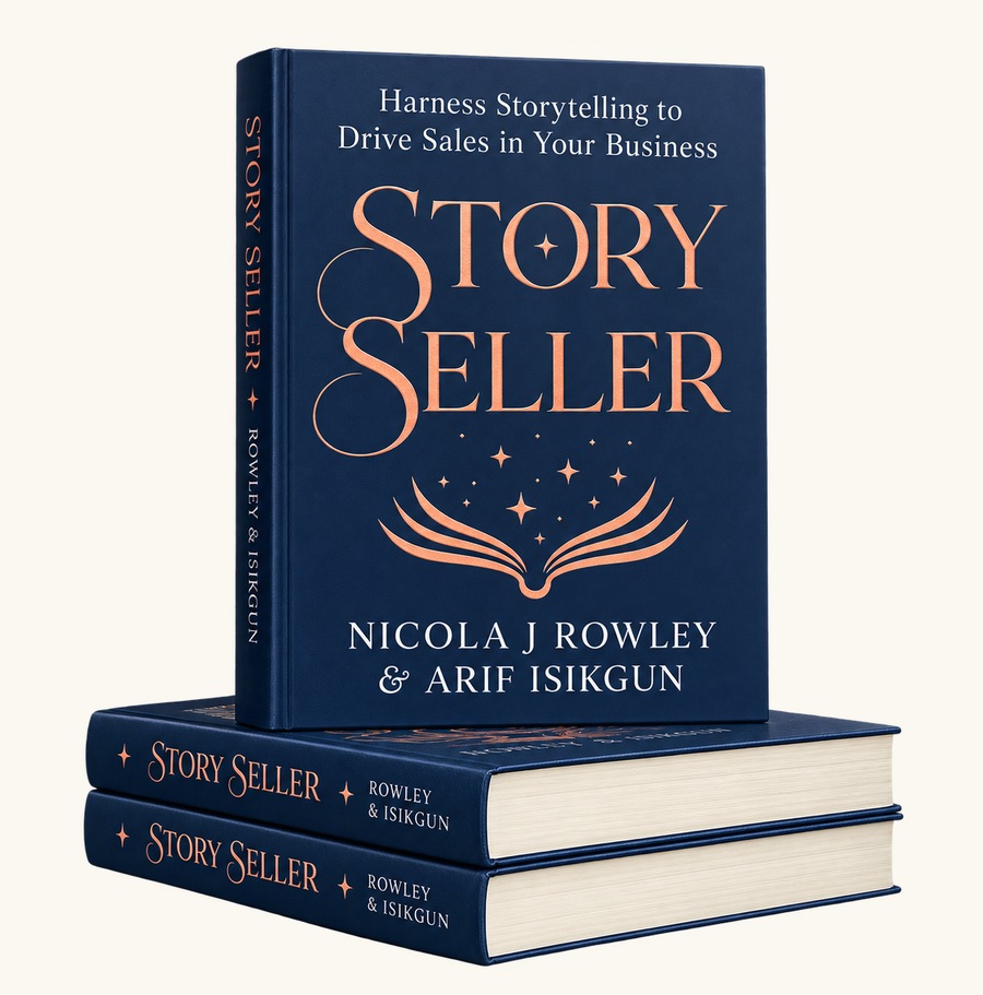 Story Seller book cover, co-authored by Nicola J Rowley and Arif Isikgun