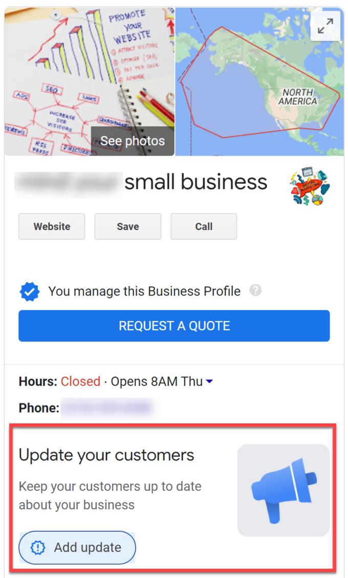 Google Maps showing a business offer post from the owner