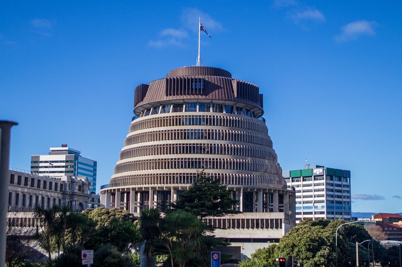 The Beehive at New Zealand Parliament in Wellington
