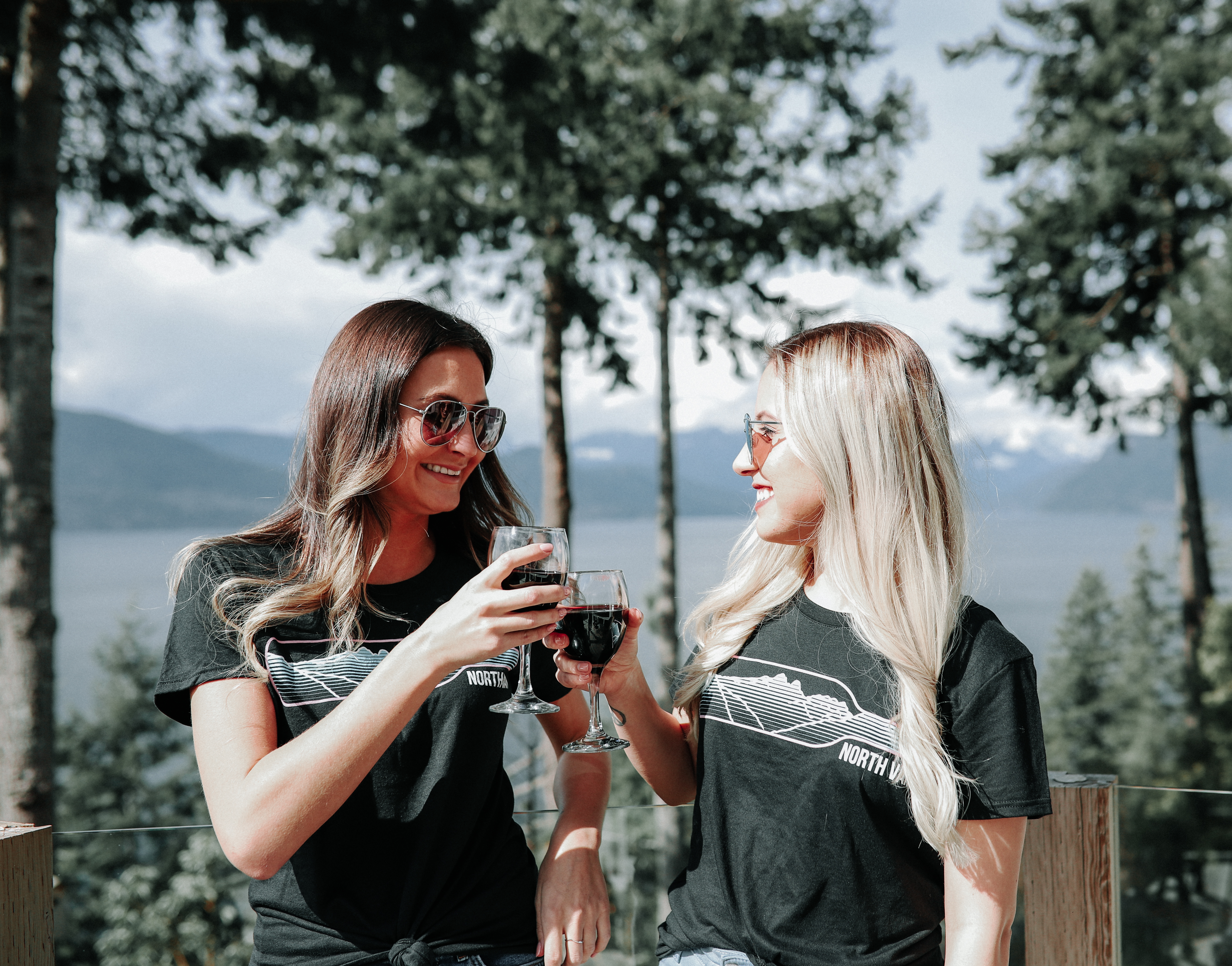 Friends enjoying wine at Cork It