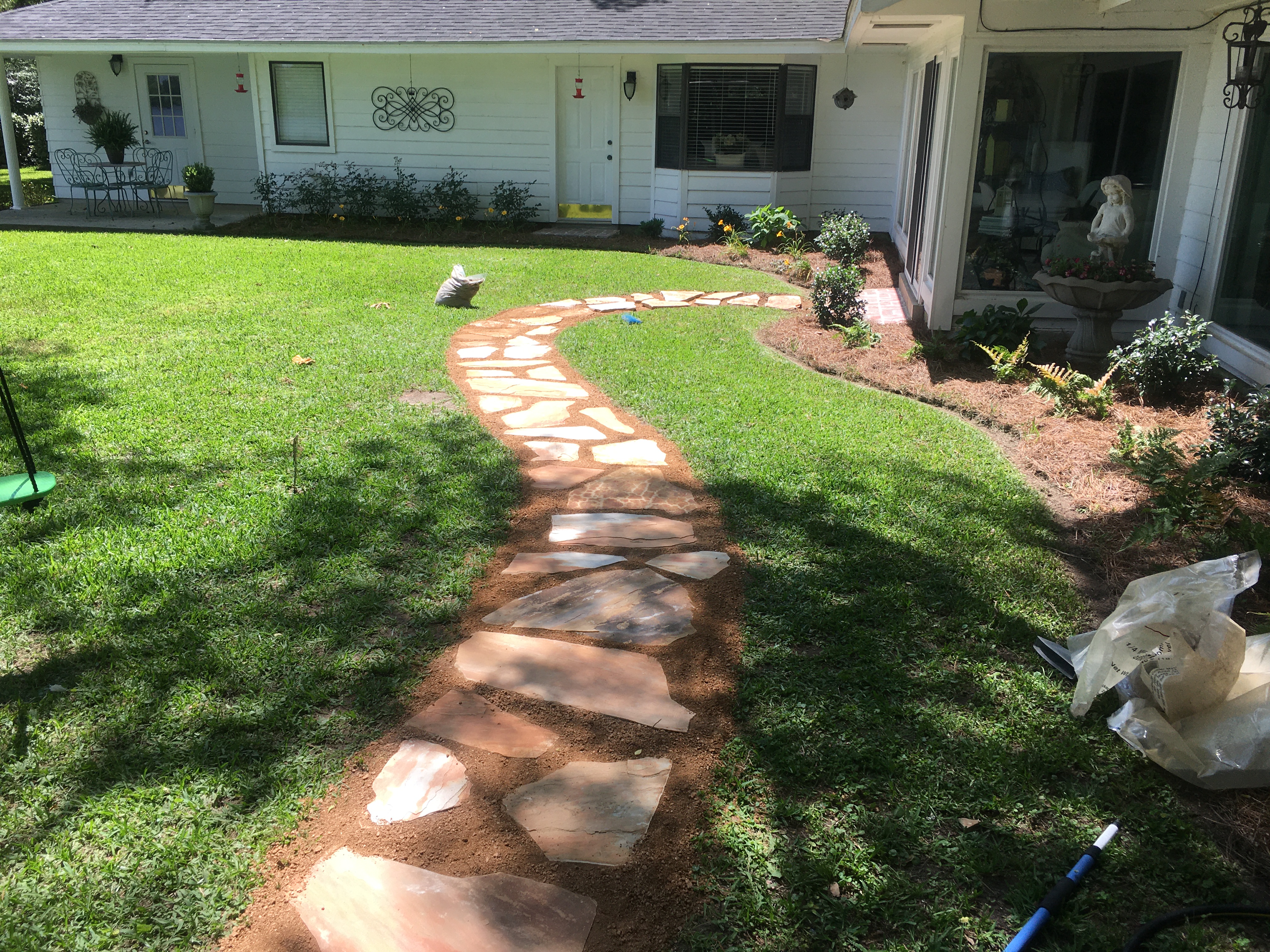 Stone walkway hardscaping in Ruston, LA