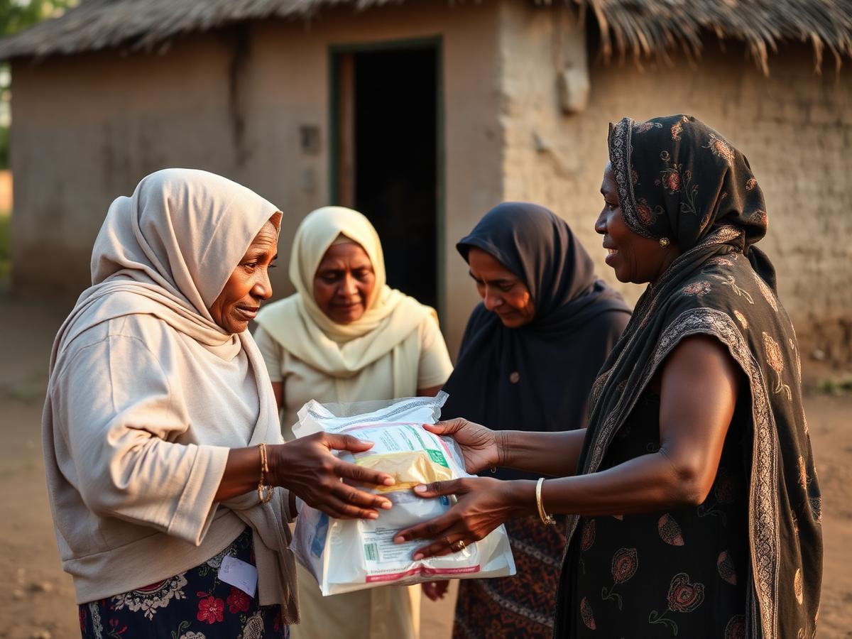 Community Outreach — women exchanging goods