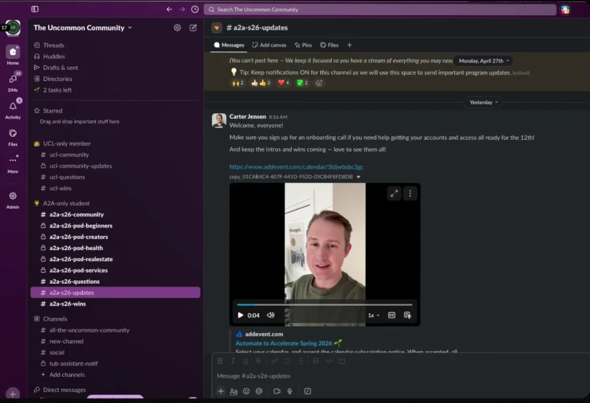 The A2A private Slack community