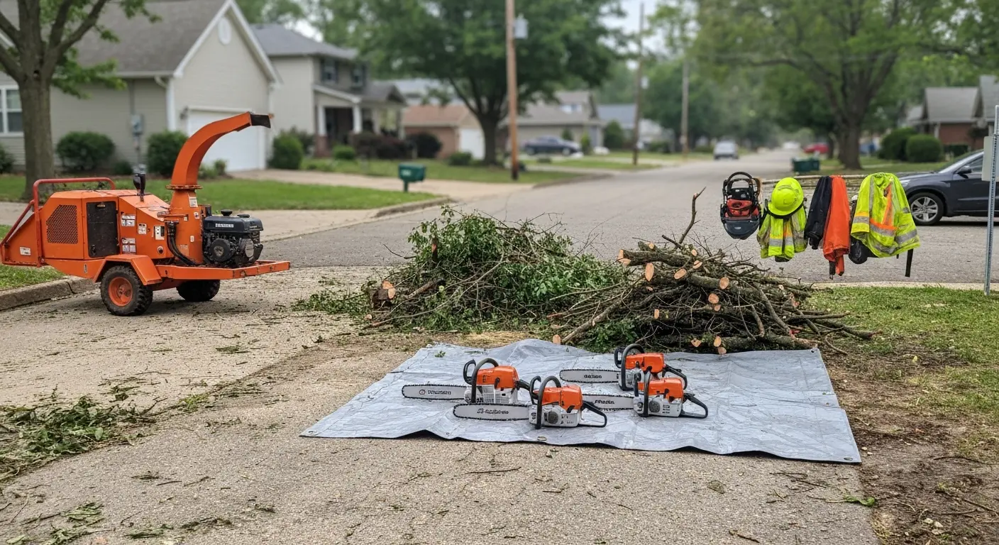 Storm damage cleanup and emergency tree service