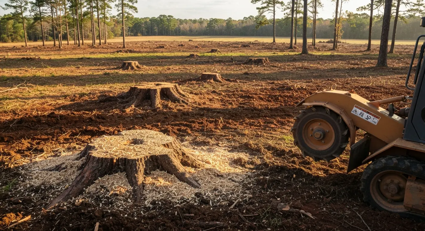 Multiple stumps being ground