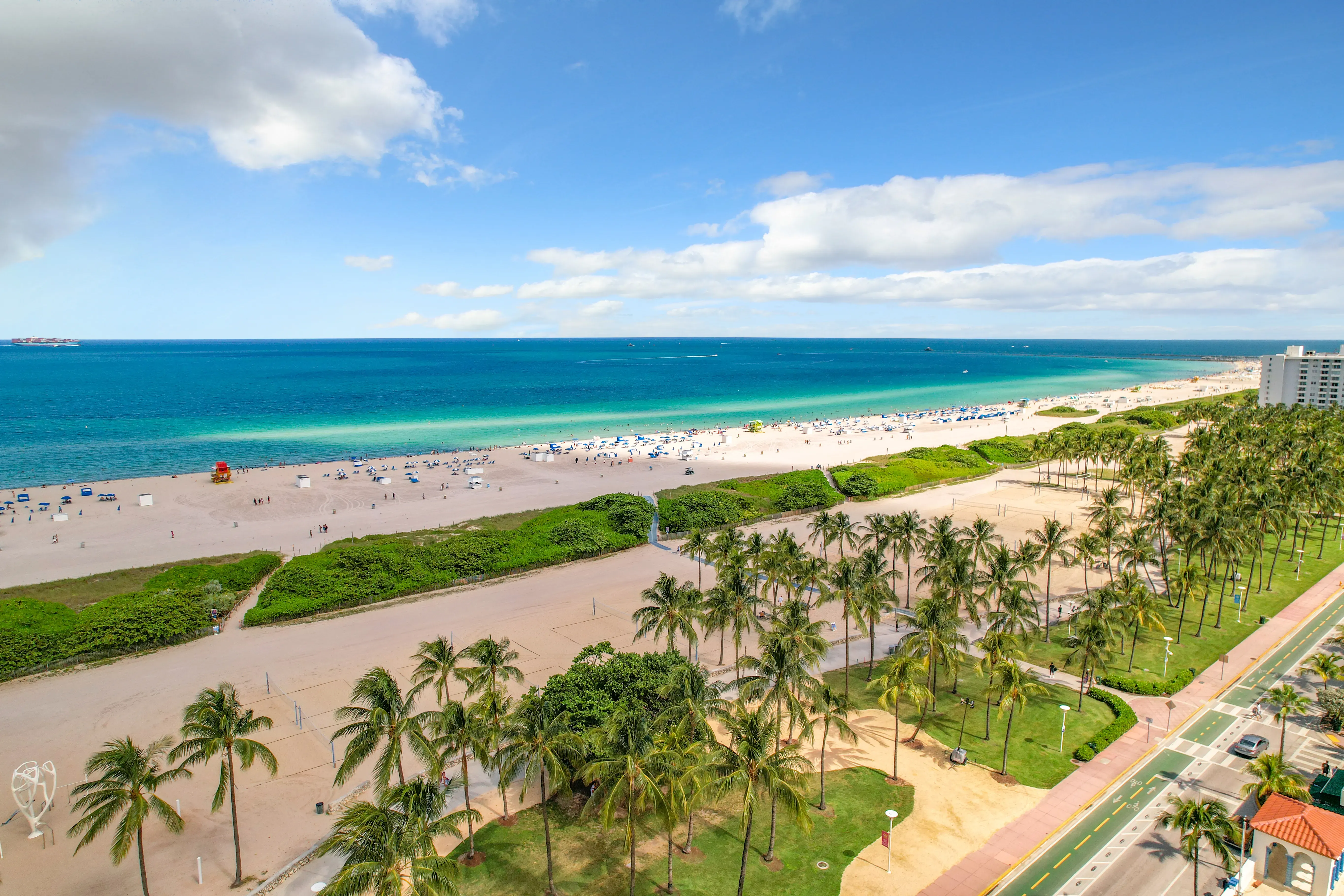 South beach miami drone view