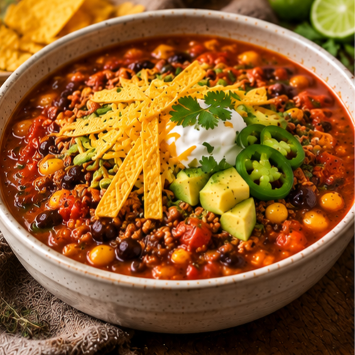 Beef taco soup