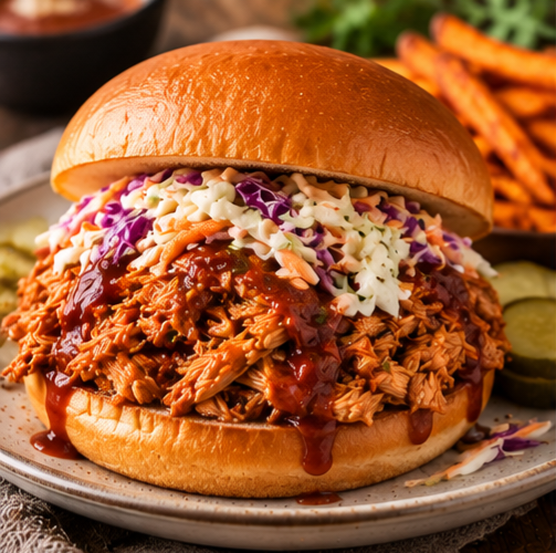 Pulled BBQ chicken sandwich